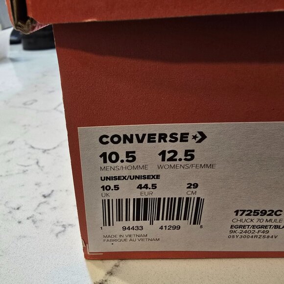 Converse Chuck 70 Mule Beige White Men Unisex Slip On Mule Shoes 172592C SZ 10.5 - Picture 9 of 13